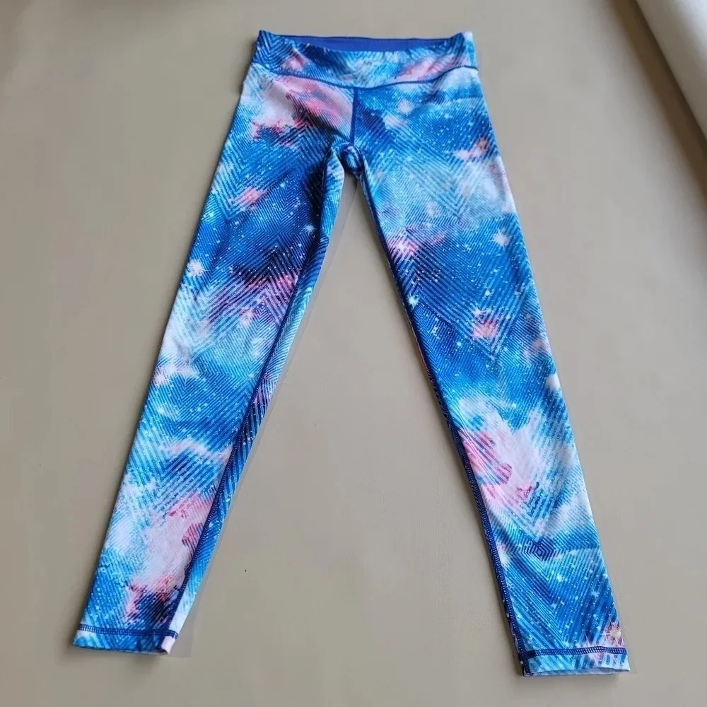 Live Love Dream Aeropostale Womens Leggings Sz M Workout Blue Punk Galaxy Stars